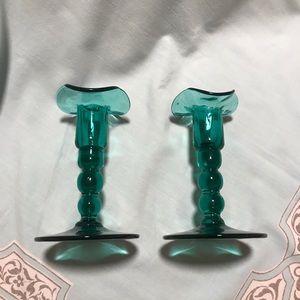 Teal Green Taper Candlesticks
